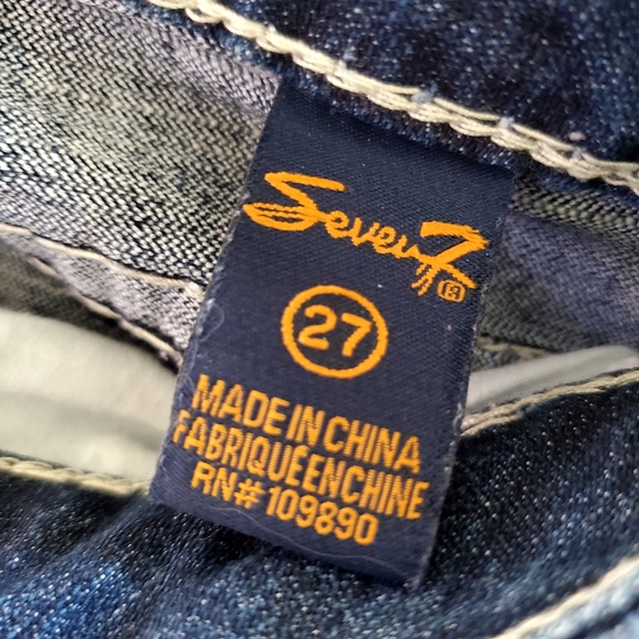 Seven 7 Dark Wash Boot Cut Mid Rise 5 pocket Sz W 27" x 31" L, Double stitch - Picture 2 of 12